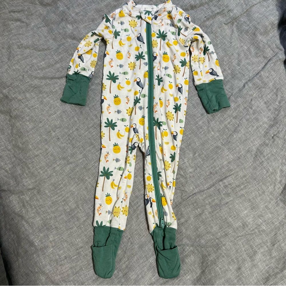 Angel Dear Tropical Palm Tree Pineapple Toucan Bamboo One Piece Footie 0-3 Mo